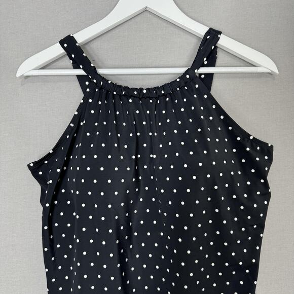 SwimsuitsForAll Swimwear High Neck Tankini Top Womens 16 Black Polka Dot Resort - Picture 3 of 14